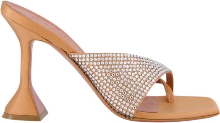 Amina Muaddi Satin Slipper met Kristallen en Transparante Hak