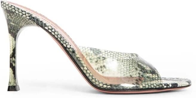 Amina Muaddi Slange Sandalen met Transparante Stiletto Hak