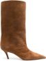 Amina Muaddi Beige Enkellaarsjes met Schuine Hak Brown Dames - Thumbnail 1