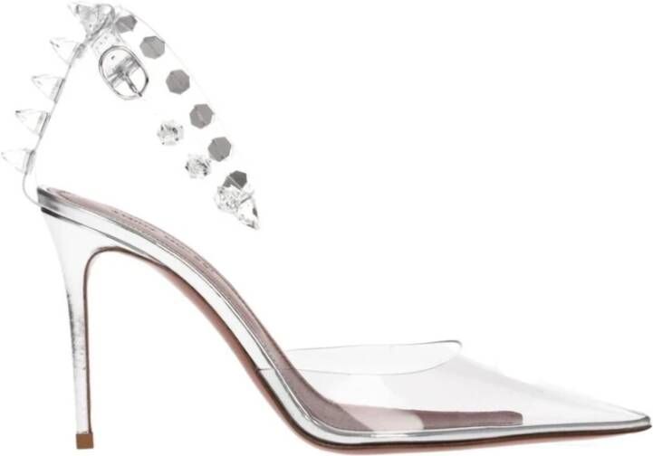 Amina Muaddi Studded PVC High Heel Sandals