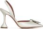 Amina Muaddi Witte zijden satijnen slingback pumps White Dames - Thumbnail 1