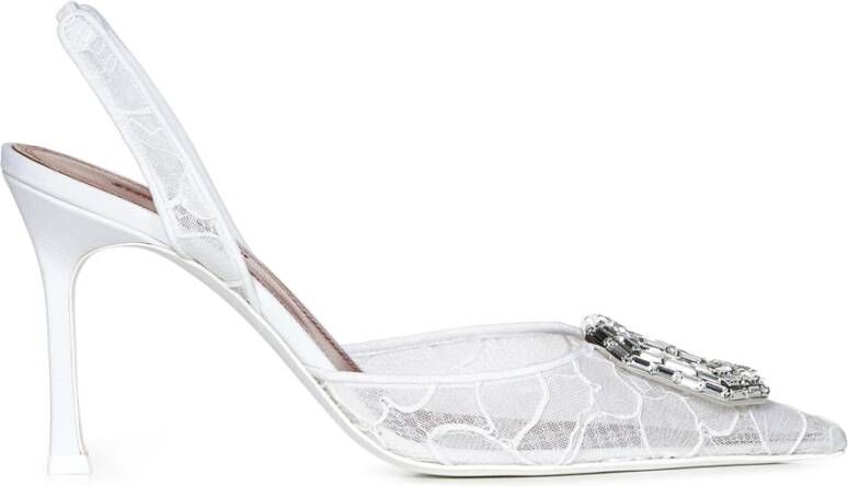 Amina Muaddi Witte Kantpumps Elegante Hakken White Dames