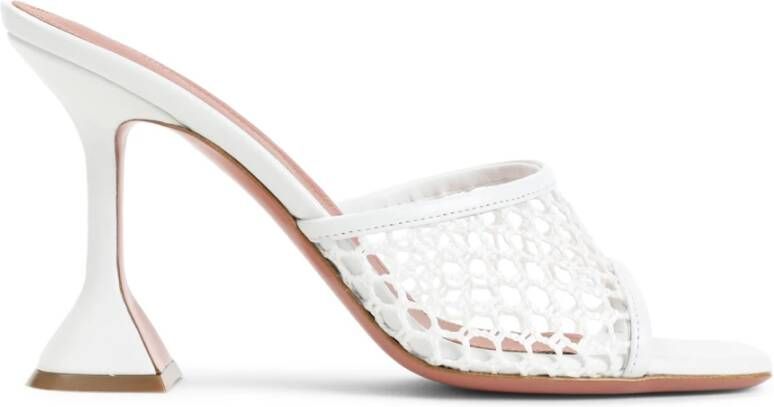 Amina Muaddi Witte Raffia Sandalen met Zandloper Hak White Dames