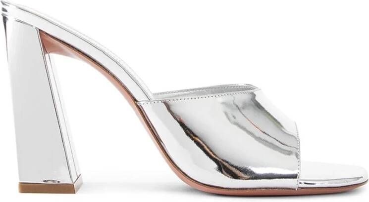 Amina Muaddi Zilveren Slip-On Spiegel Muiltjes