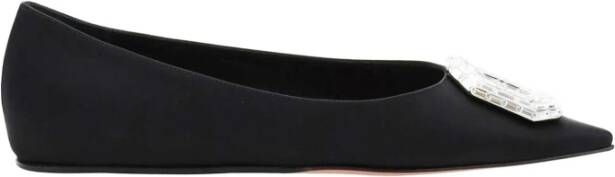 Amina Muaddi Zwarte Ballerina Flats Elegant Kristalversieringen