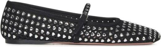 Amina Muaddi Zwarte Ballerina's Damesschoenen Ss24 Black Dames