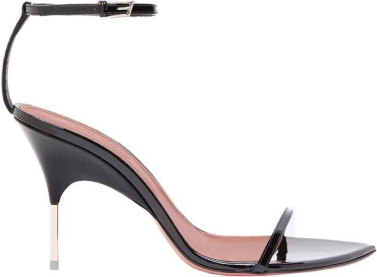 Amina Muaddi Zwarte Gevlochten Sandalen