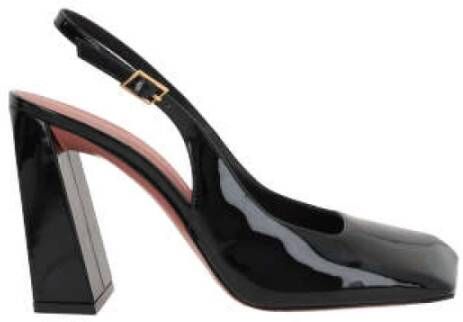 Amina Muaddi Zwarte Lakleren Slingback Hakken Black Dames