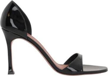 Amina Muaddi Zwarte Lakleren Stiletto Sandalen