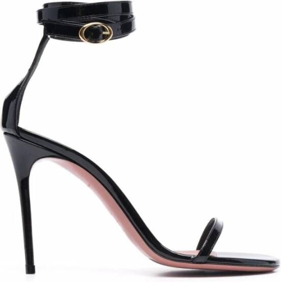 Amina Muaddi Zwarte Leren Georgia Sandalen Black Dames