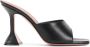 Amina Muaddi Zwarte Leren Hakken Pantoffels Black Dames - Thumbnail 1