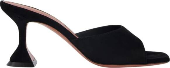 Amina Muaddi Zwarte leren muiltjes met 70mm hak