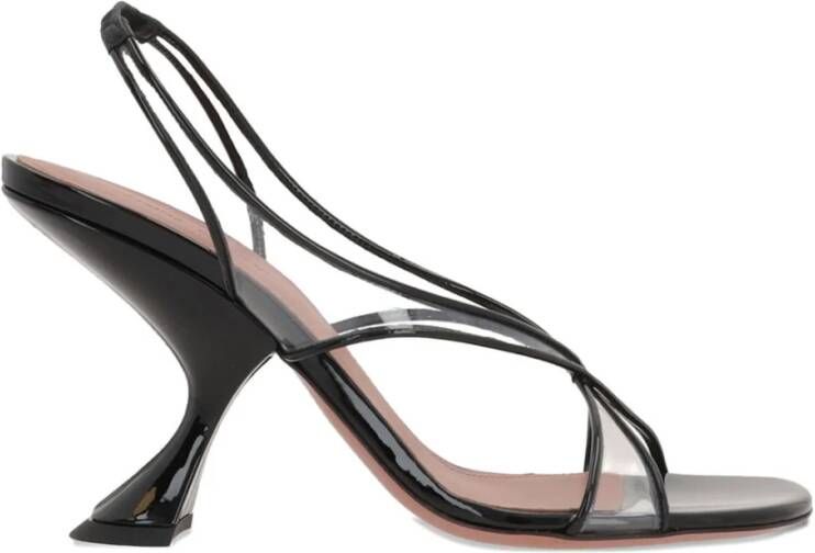 Amina Muaddi Zwarte Leren Sandalen