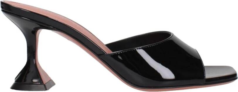 Amina Muaddi Zwarte leren slippers sandalen