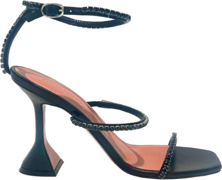 Amina Muaddi Zwarte Leren Sandalen Black Dames