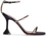 Amina Muaddi Zwarte zijden sandalen met zandloperhak Black Dames - Thumbnail 1