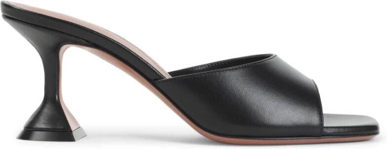 Amina Muaddi Zwarte Leren Sandalen Elegante Hakken