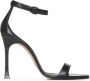 Amina Muaddi Zwarte leren sandalen met metalen gesp - Thumbnail 1