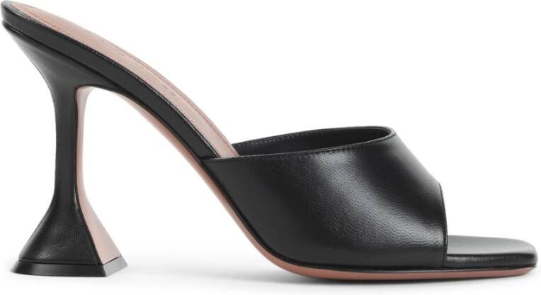 Amina Muaddi Zwarte Leren Sandalen Verhoog Je Stijl
