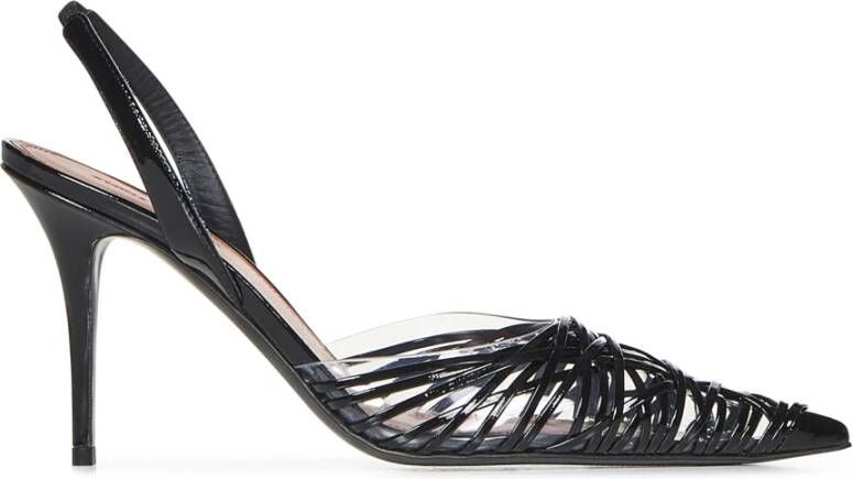 Amina Muaddi Zwarte leren stiletto hakken