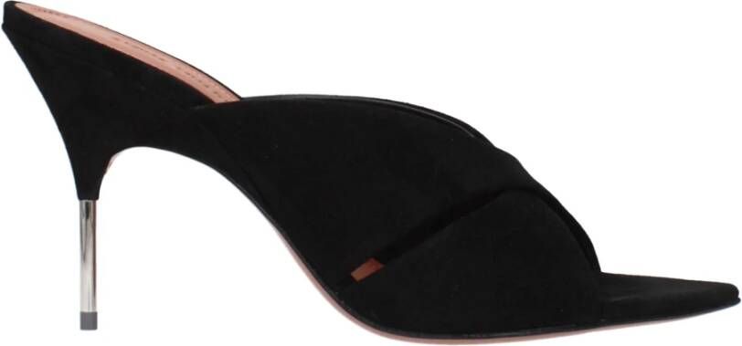 Amina Muaddi Zwarte leren stilettohak sandalen