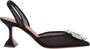 Amina Muaddi Zwarte Mesh Slingback Hakken met Kristallen Gesp - Thumbnail 1