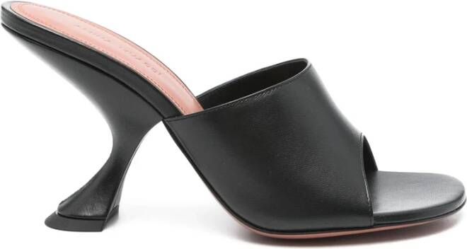 Amina Muaddi Zwarte Open Teen Hoge Hakken Schoenen