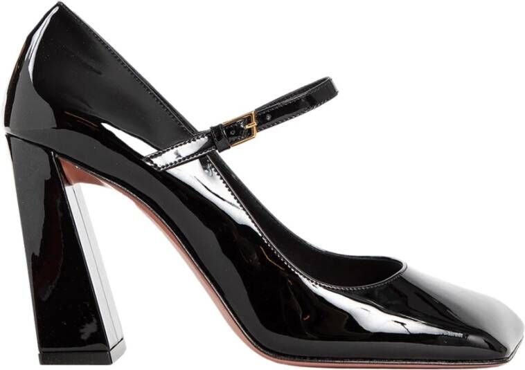 Amina Muaddi Zwarte Patent Mary Jane Blokhak Black Dames