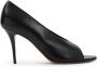 Amina Muaddi Zwarte Peep Toe Nappa Sandalen Black Dames - Thumbnail 4