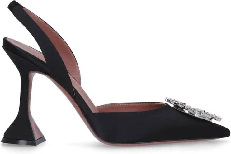 Amina Muaddi Slingback Pumps met Geometrische Hak en Strass Versiering Black Dames