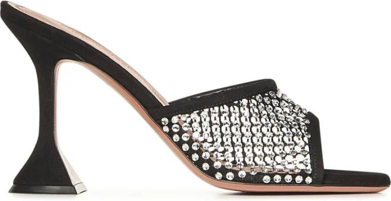 Amina Muaddi Zwarte Sandalen met Zandloper Hak