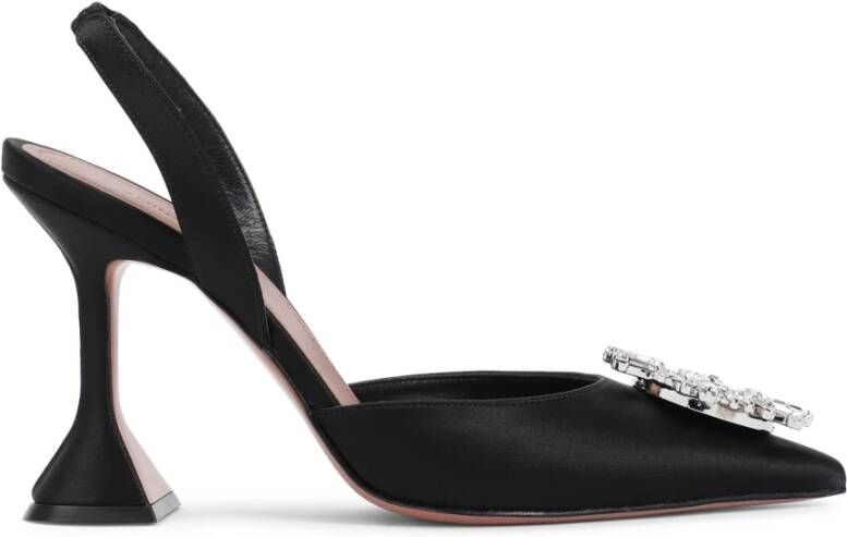 Amina Muaddi Slingback Pumps met Geometrische Hak en Strass Versiering Black Dames