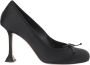 Amina Muaddi Zwarte Satijnen Ronde Neus Pumps - Thumbnail 1