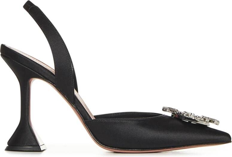 Amina Muaddi Slingback Pumps met Geometrische Hak en Strass Versiering Black Dames