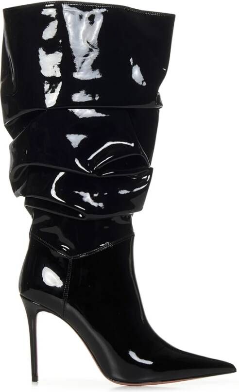 Amina Muaddi Zwarte Slip-on Laarzen met Hoge Stiletto Hak Black Dames