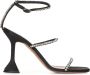 Amina Muaddi Zwarte zijden sandalen met zandloperhak Black Dames - Thumbnail 5