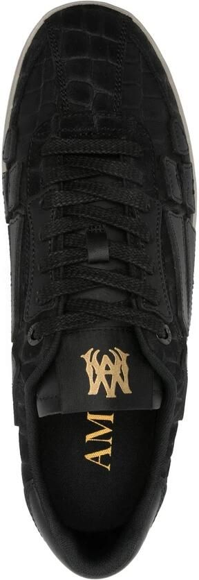 Amiri Zwarte Krokodil Geëmbosseerd Leren Sneakers
