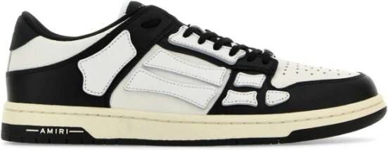 Amiri Zwarte Leren Sneakers Skelet Rubberen Zool Black