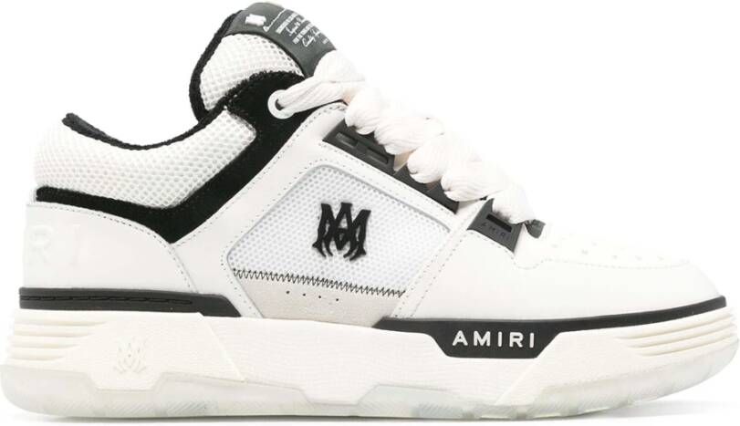Amiri Wit zwart leren lage sneakers White Heren