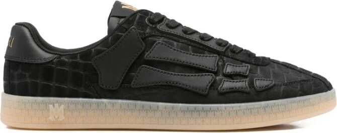 Amiri Zwarte Krokodil Geëmbosseerd Leren Sneakers