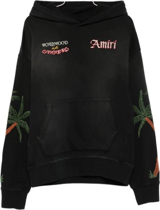 Amiri Zwarte Palmboom Geborduurde Hoodie