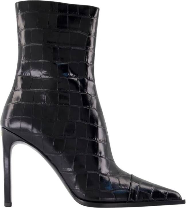 Amiri Zwarte Stiletto Enkellaarzen Leer