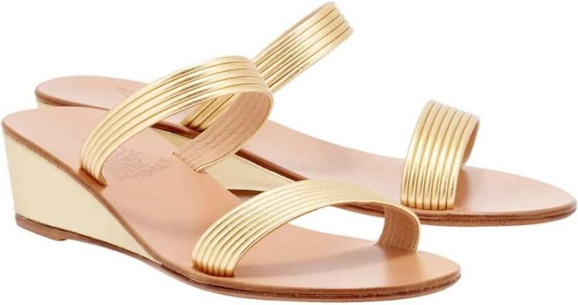 Ancient Greek Sandals Gouden Lage Sleehak Sandaal Melia