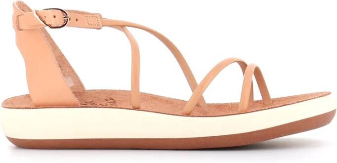 Ancient Greek Sandals Beige Leren Sandalen met Zijgesp