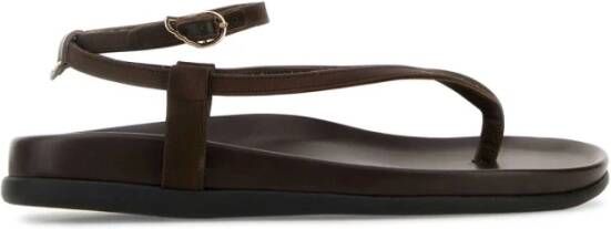 Ancient Greek Sandals Bruine Satijnen Teenslippers