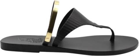 Ancient Greek Sandals Elegante Gouden Band Sandaal Black Dames