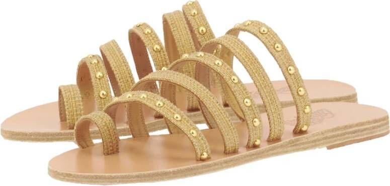 Ancient Greek Sandals Gouden Studs Platte Sandalen Yellow Dames