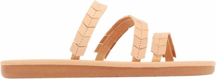Ancient Greek Sandals Handgemaakte Griekse Leren Sandalen Beige Dames