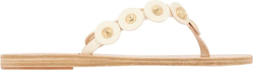 Ancient Greek Sandals Handgemaakte leren platte sandaal met cirkels