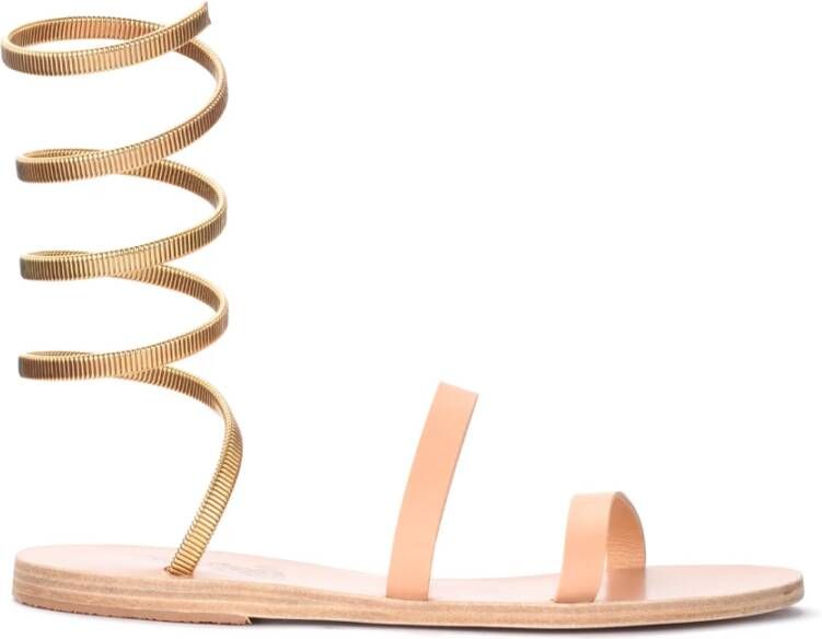 Ancient Greek Sandals Huid roze leer ofis Cantene sandalen Beige Dames